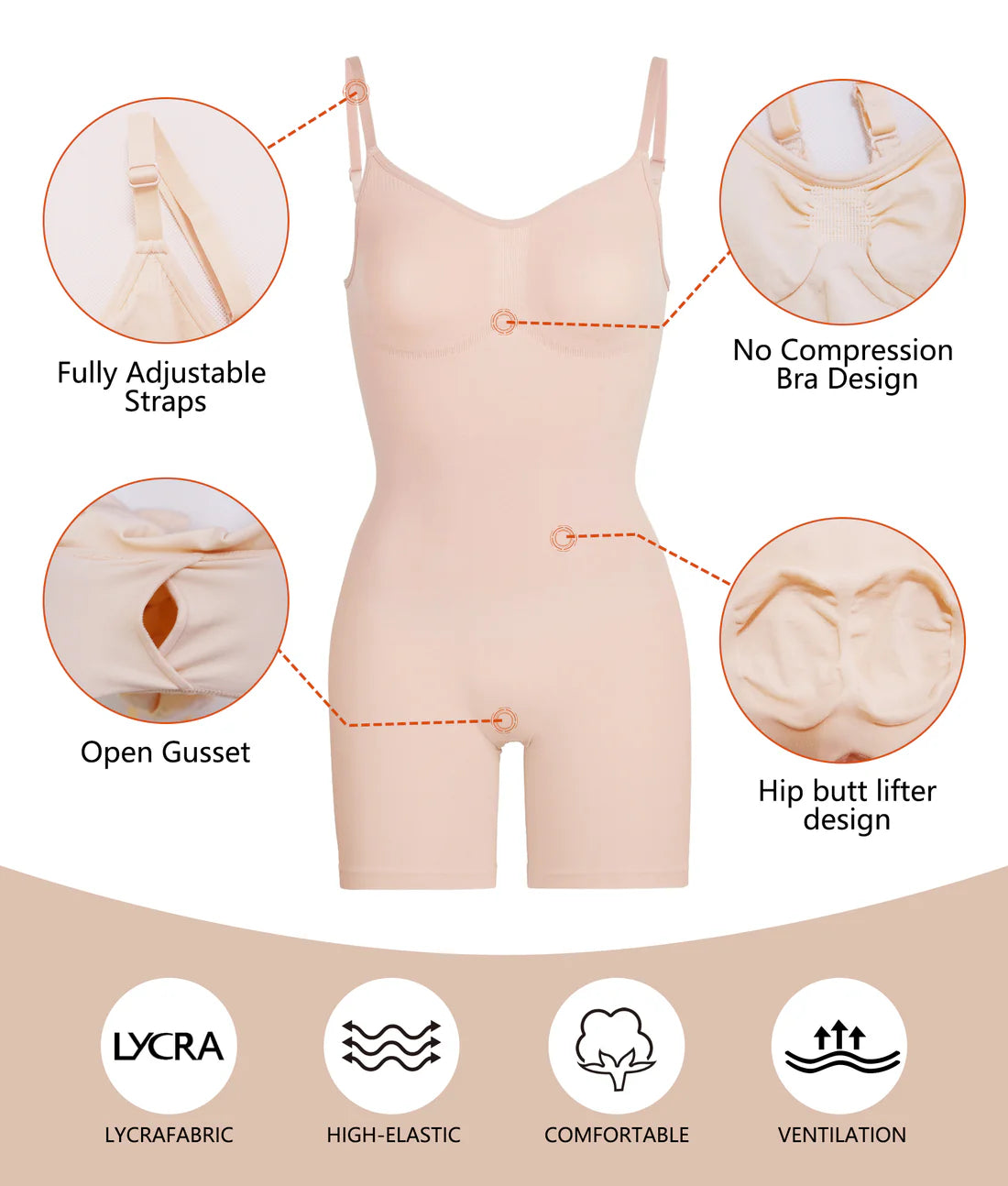 SHAPERX Seamless Full Body Tummy Control Bodysuit