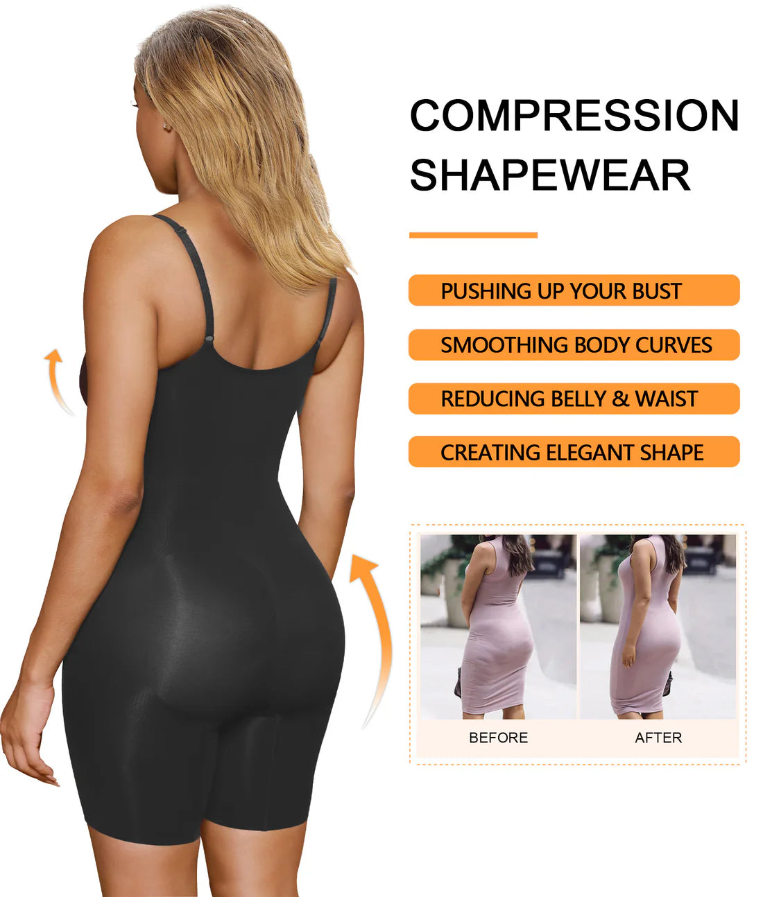 SHAPERX Seamless Full Body Tummy Control Bodysuit