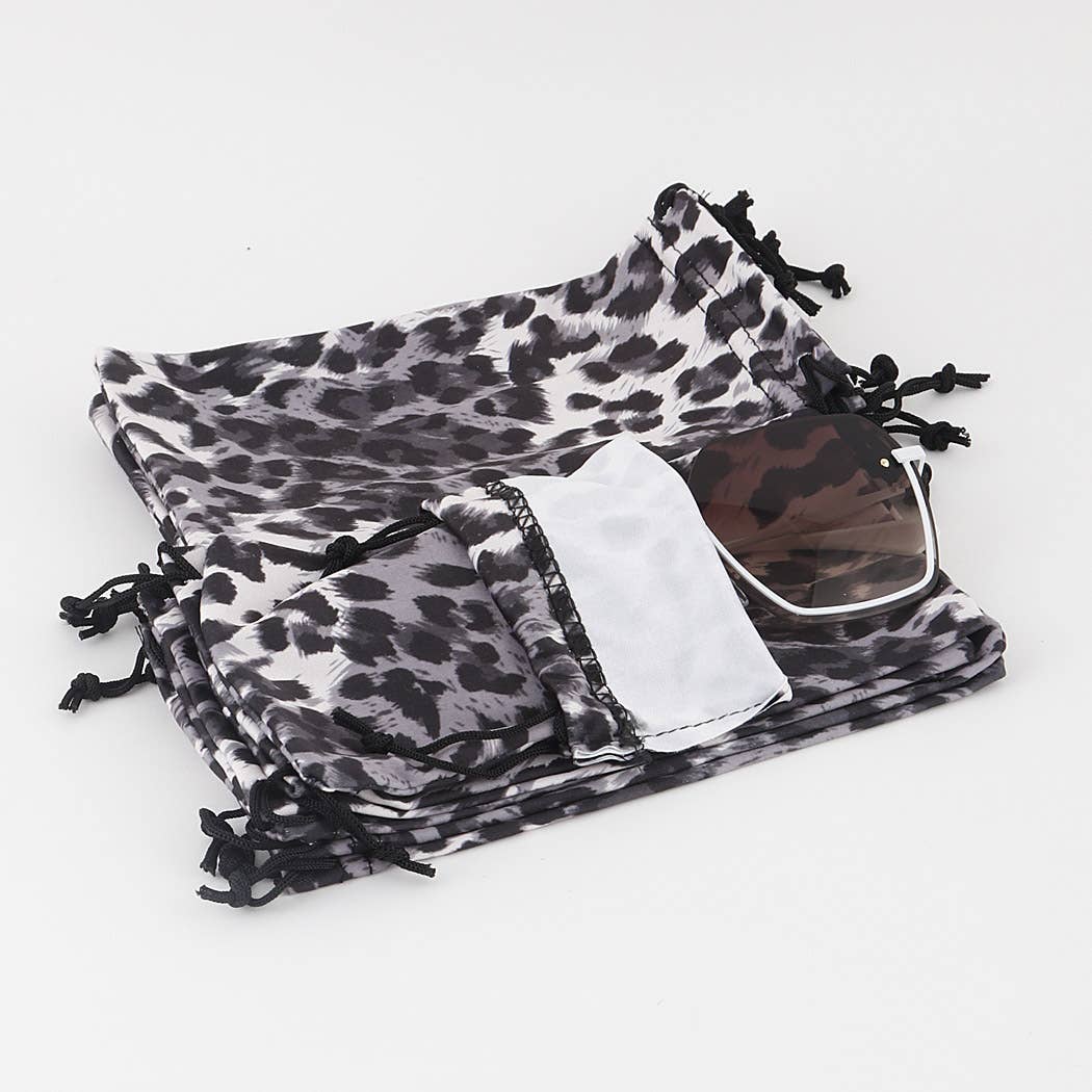 Gray Leopard Sunglasses Pouch Bag
