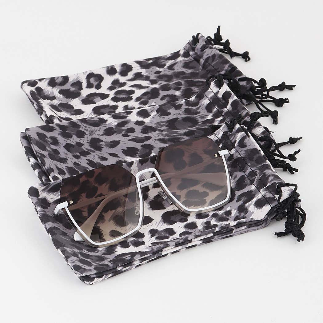 Gray Leopard Sunglasses Pouch Bag